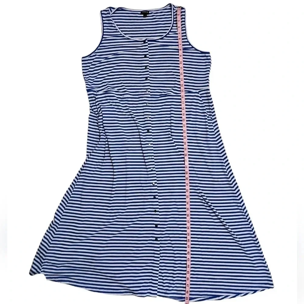 Torrid Women’s 2X Maxi Dress Blue White Stripe Jersey Knit Button Front Coastal - Picture 7 of 7